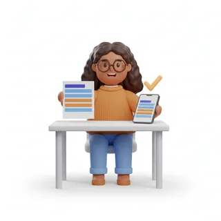 Een medewerker met een document en telefoon die werk voorbereidt.